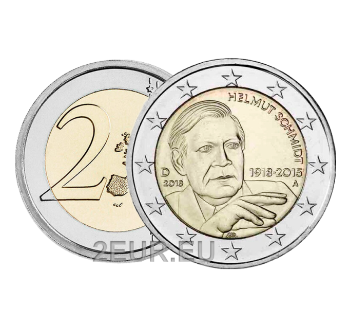 Alemania 2 euros UNC 2018 - Centenario del nacimiento de Helmut Schmidt - J - Hamburgo por 5.50 € ✅