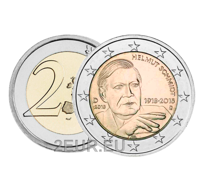 Alemania 2 euros UNC 2018 - 100 Aniversario de Helmut Schmidt - D - Múnich por 5.50 € ✅