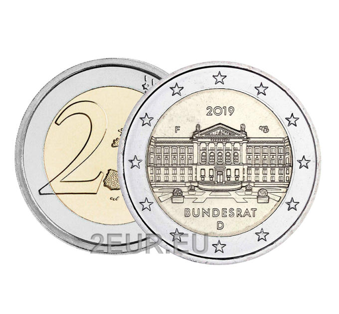 Alemania 2 euros UNC 2019 - Bundesrat - F - Stuttgart por 4.50 € ✅