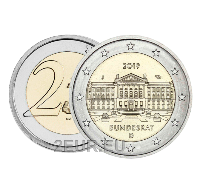 Alemania 2 euros UNC 2019 - Bundesrat - J - Hamburgo por 4.50 € ✅
