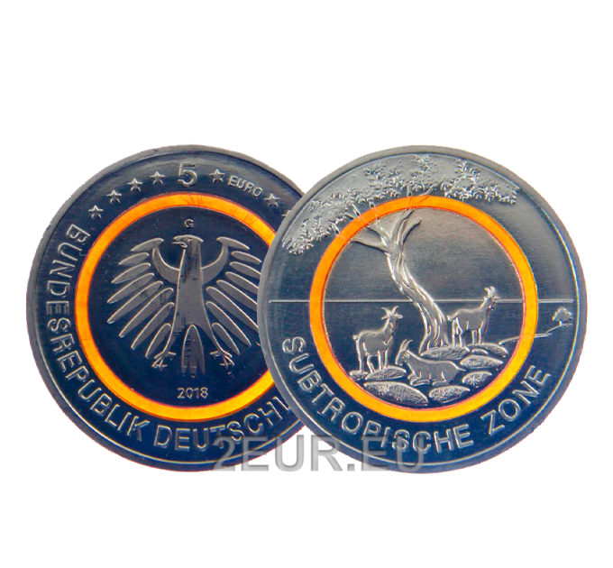 Germany 5 euro UNC 2018 - Subtropical Climate Zone - G - Karlsruhe for 10.00 € ✅