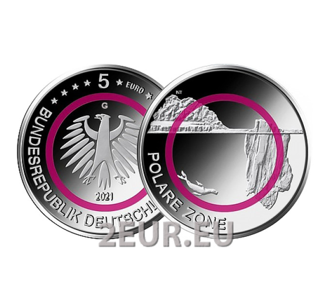 Alemania 5 euros UNC 2021 - Zona Polar - G - Karlsruhe por 7.95 € ✅