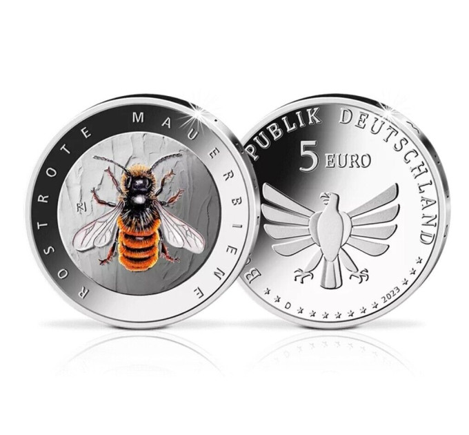 Alemania 5 euros UNC 2023-2 - El maravilloso mundo de los insectos - Abeja albañil roja por 8.50 € ✅