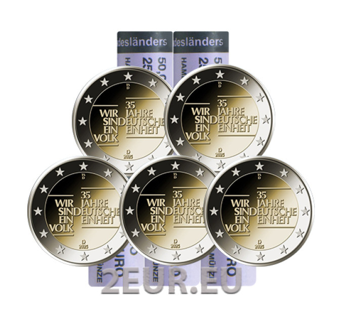 Germany 2 euro roll UNC 2025 - 35 years of German unity - ADFGJ for 282.50 € ✅