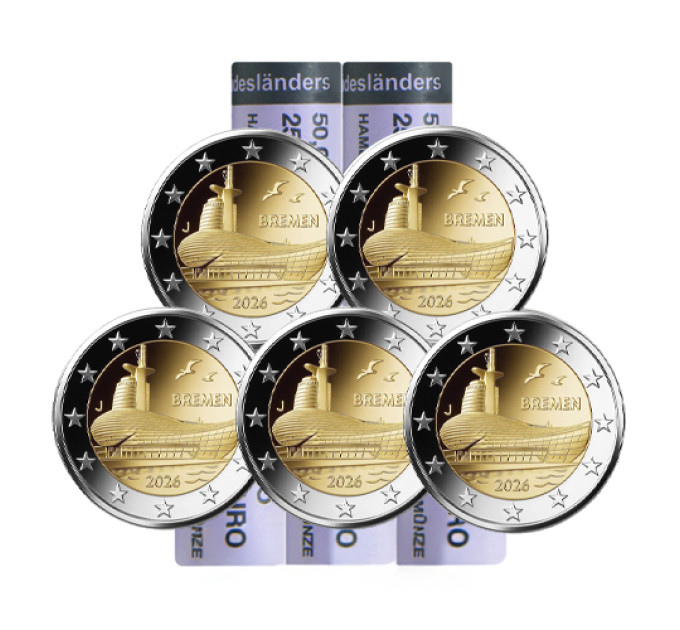 Germany 2 euro roll UNC 2026 - Bremen - ADFGJ for 282.50 € ✅