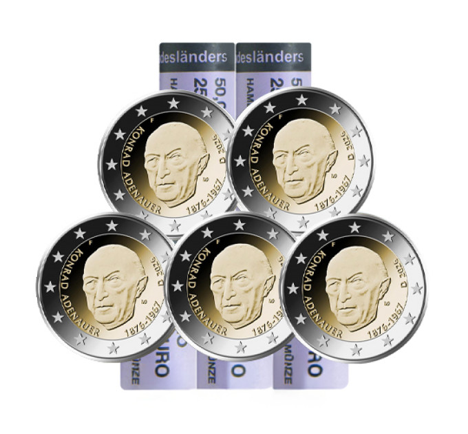 Germany 2 euro roll UNC 2026 - Konrad Adenauer - ADFGJ for 282.50 € ✅