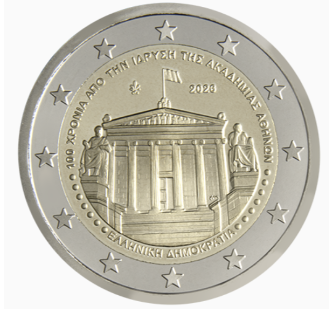 Grecia 2 euros UNC 2026 - 100 AÑOS DESDE LA FUNDACIÓN DE LA ACADEMIA DE ATENAS por 3.50 € ✅