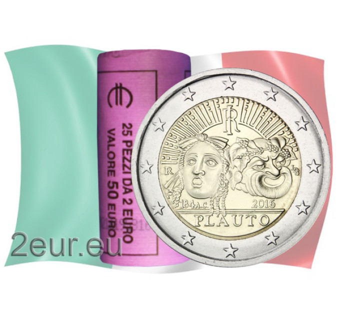 Italy 2 euro UNC roll 2016 - 2200th Anniversary of the Death of Tito Maccio Plauto for 120.00 € ✅
