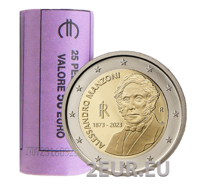 Italy 2 euro UNC roll 2023 - 150th Anniversary of the Death of Alessandro Manzoni for 65.00 € ✅