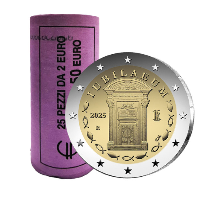 Italy 2 euro UNC roll 2025 - Jubilee 2025 for 69.50 € ✅