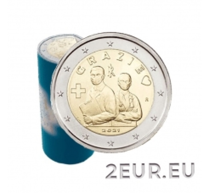 Italy 2 euro UNC roll 2021 - Thank you – Medical professions for 89.50 € ✅