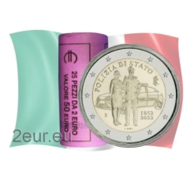Italy 2 euro UNC roll 2022 - 170th Anniversary of the foundation of the Italian National Police for 79.50 € ✅