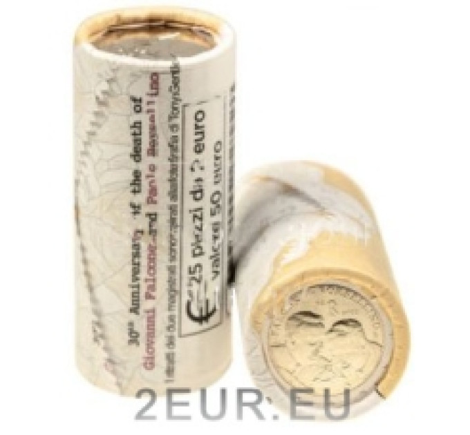 Italy 2 euro UNC roll 2022 - 30th anniversary of the death of Giovanni Falcone and Paolo Borsellino for 70.00 € ✅