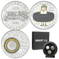 Italia 5 euros Plata BU 2022 - 150 años de Pirelli - Tríptico