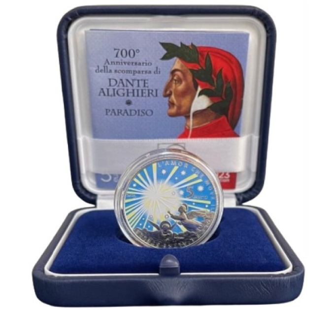 Italia 5 euros Plata PROOF 2023 - 700 Aniversario del fallecimiento de Dante Alighieri - Paradiso por 89.00 € ✅