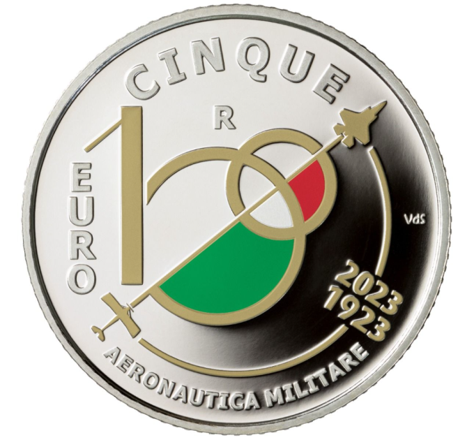 Italia 5 euros Plata PROOF 2023 - Centenario de la Fuerza Aérea Italiana por 135.00 € ✅