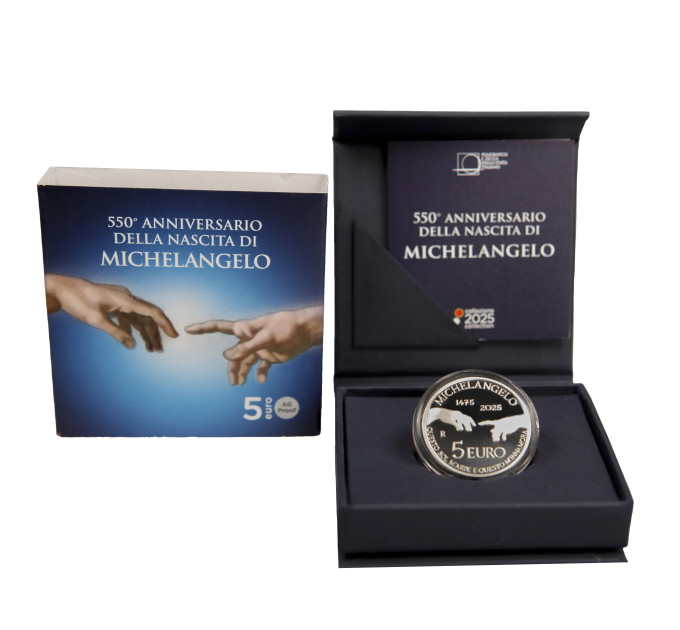 Italia 5 euros Plata BU 2025 - 550° Aniversario de la Nascita de Michelangelo por 80.00 € ✅