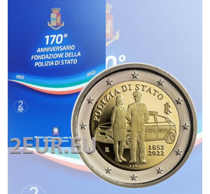 Italia 2 euros BU 2022 - 170 Aniversario de la Fundación de la Policía Estatal por 14.50 € ✅