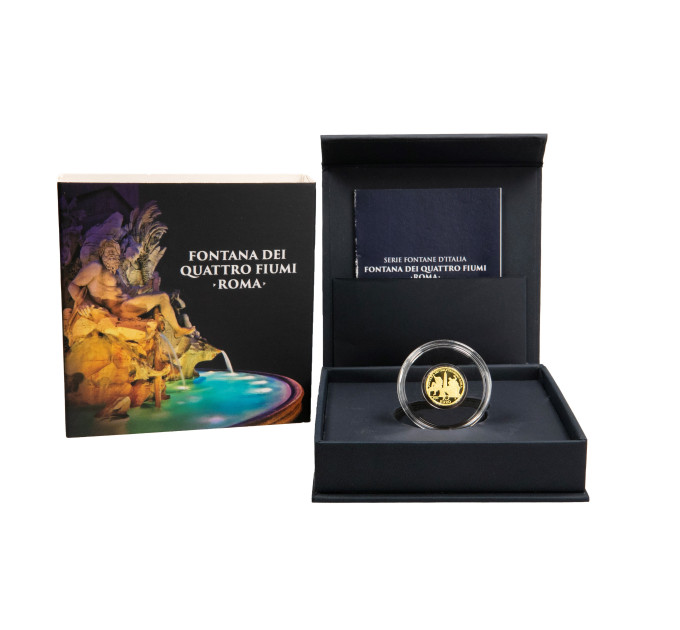 Italia 10 euros oro proof 2025 - Fuentes de Italia - Fontana dei Quattro Fiumi - Roma por 486.91 € ✅