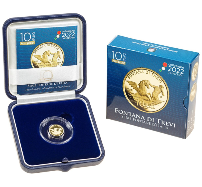 Italy 10 euro gold proof 2022 - Fountains of Italy - Trevi Fountain for 410.00 € ✅
