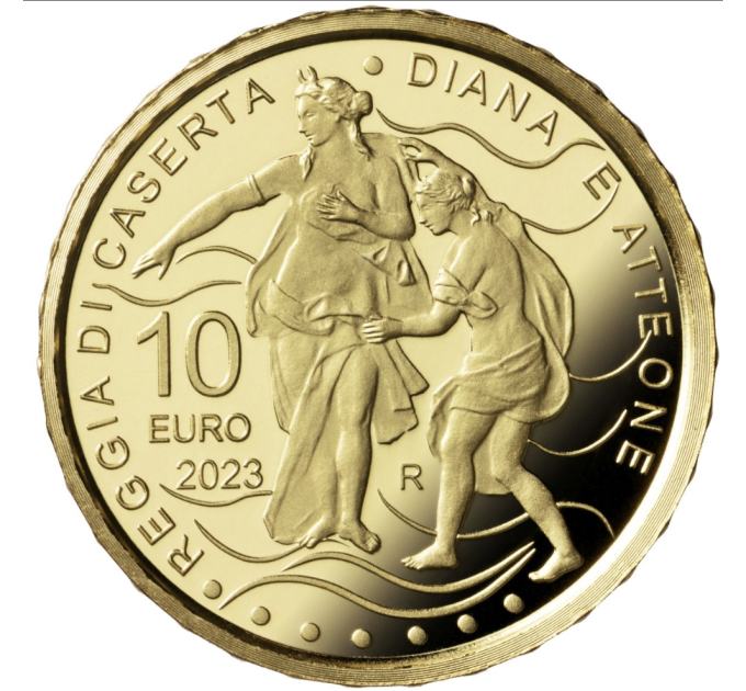 Italy 10 euro gold proof 2023 - Fountains of Italy - Royal Palace of Caserta - Fountain of Diana and Actaeon for 410.00 € ✅