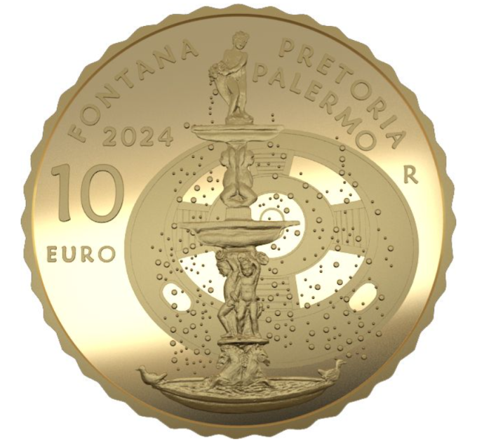 Italy 10 euro gold proof 2024 - Fountains of Italy - Fontana Pretoria - Palermo for 410.00 € ✅