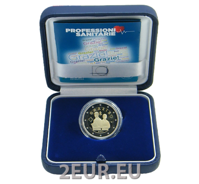 Italy 2 euro proof 2021 - Thank you – Medical professions for 55.00 € ✅