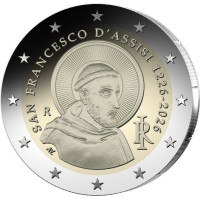 Italia 2 euro UNC roll 2026 - 800 aniversario de la muerte de San Francisco de Asís
