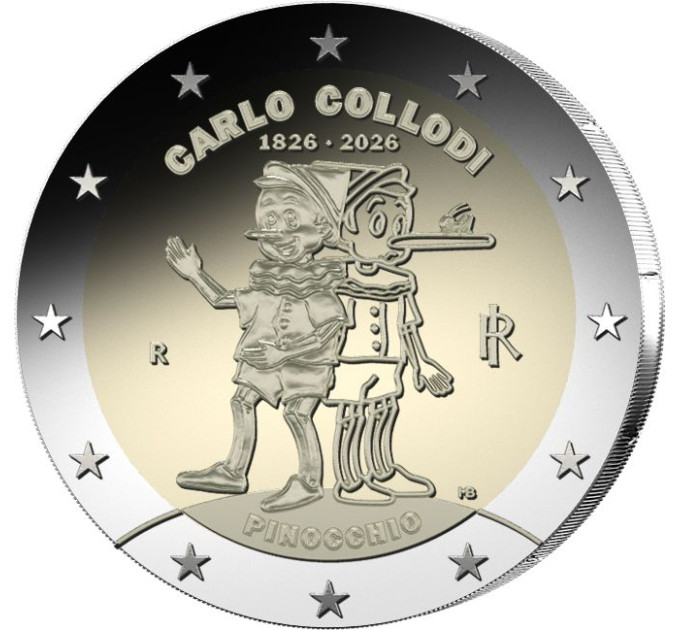 Italia 2 euro UNC 2026 - 200 aniversario del nacimiento de Carlo Collodi por 4.00 € ✅