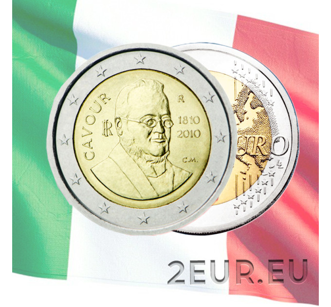 Italy 2 euro UNC 2010 - 200th Anniversary of the Birth of Camillo Benso count of Cavoure for 5.00 € ✅