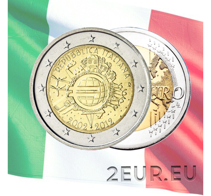 Italia 2 euro UNC 2012 - 10 Años de Euro Cash por 5.00 € ✅