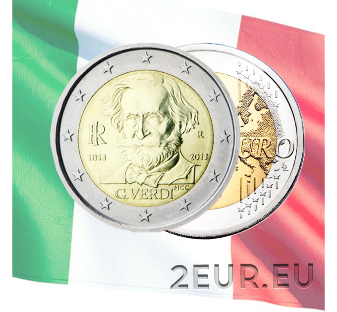 Italia 2 euro UNC 2013 - 200 aniversario del nacimiento de Giuseppe Verdi por 5.00 € ✅