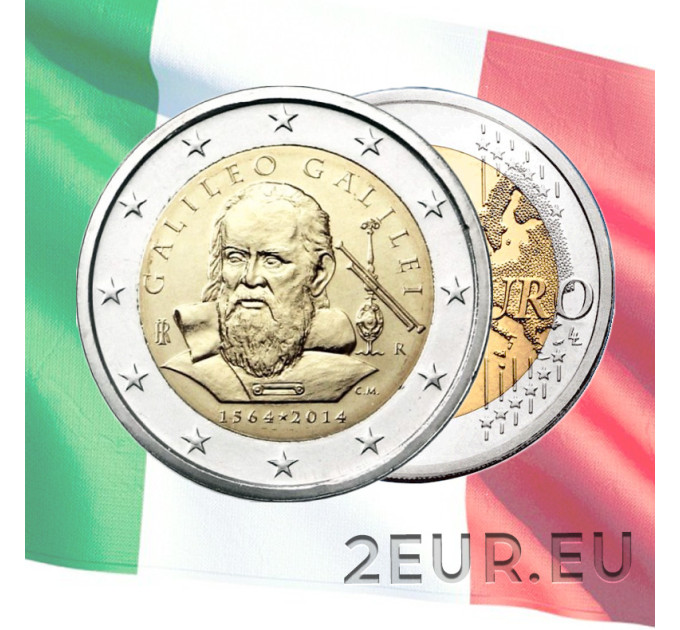 Italia 2 euro UNC 2014 - 450 aniversario del nacimiento de Galileo Galilei por 5.50 € ✅
