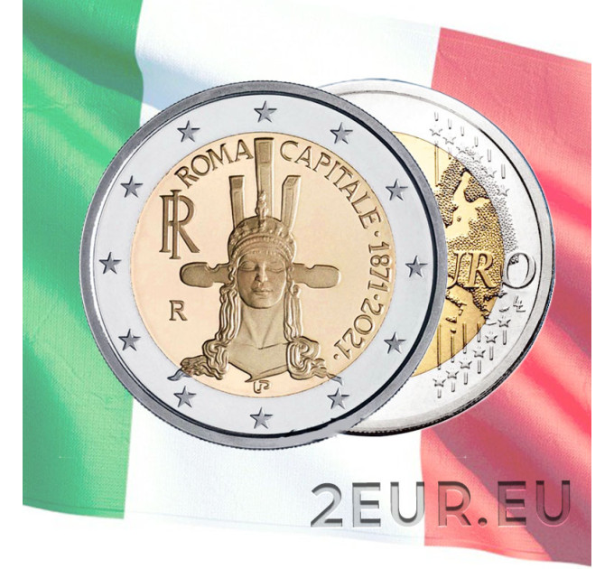 Italia 2 euro UNC 2021 - 150 Aniversario de la Proclamación de Roma como Capital de Italia por 4.00 € ✅