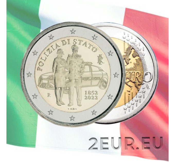 Italia 2 euro UNC 2022 - 170 Aniversario de la fundación de la Policía Nacional Italiana por 3.90 € ✅