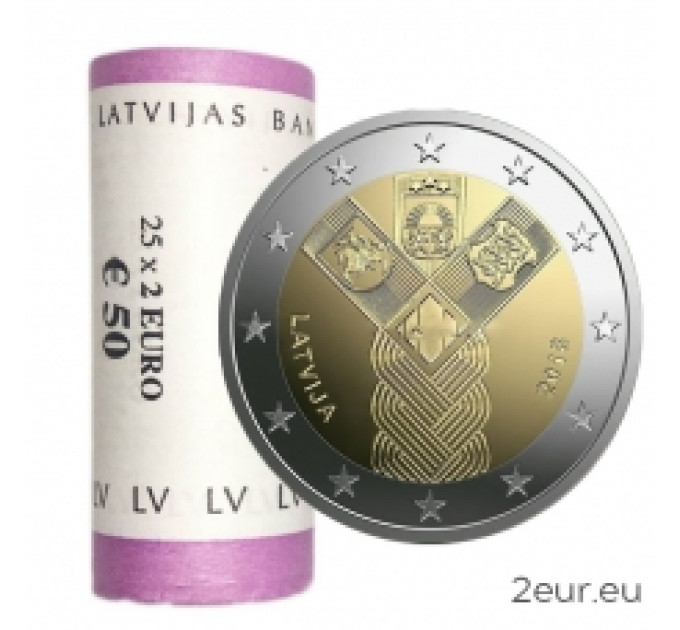 Letonia 2 euros UNC rollo 2018 - Centenario de la Independencia de los Estados Bálticos por 110.00 € ✅