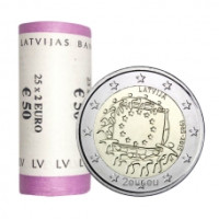 Letonia 2 euros UNC rollo 2015 - 30 años de la Bandera de la UE