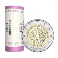 Letonia 2 euros UNC rollo 2015 - Presidencia de la UE