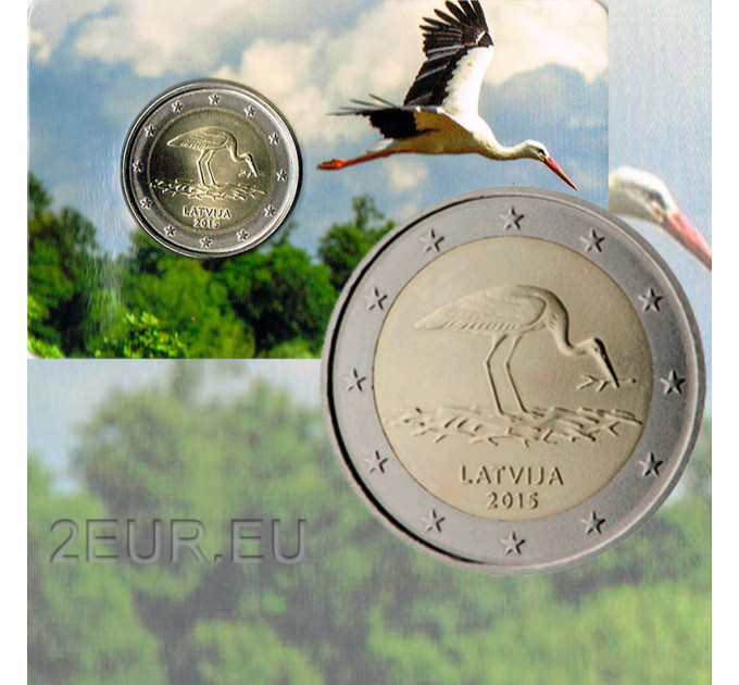 Letonia 2 euros BU 2015 - Cigüeña por 23.50 € ✅