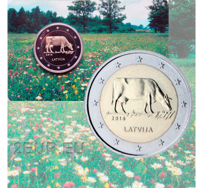 Letonia 2 euros BU 2016 - Ganadería Lechera - Vaca por 17.00 € ✅