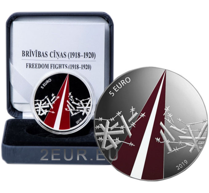 Letonia 5 euros de plata proof 2019 - Lucha por la libertad (1918-1920) por 95.00 € ✅