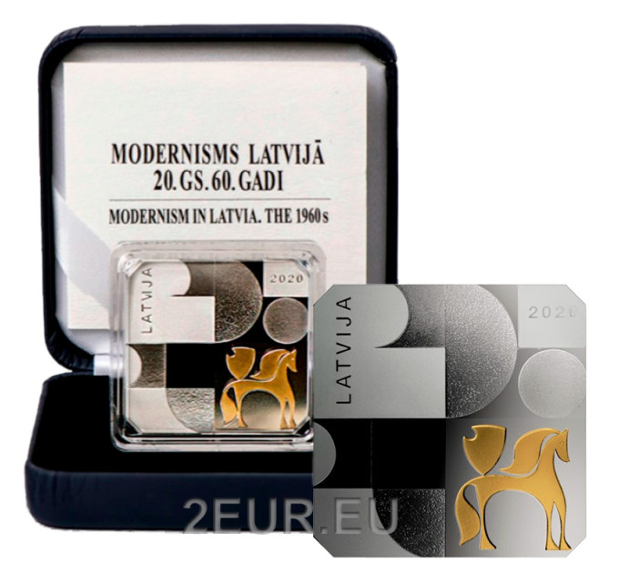 Letonia 5 euros de plata proof 2020 - Modernismo en Letonia - Década de 1960 por 100.00 € ✅
