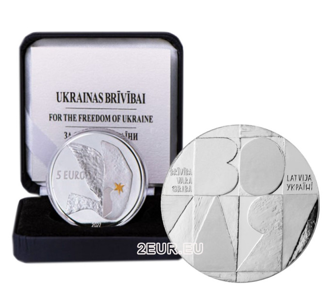 Letonia 5 euros de plata proof 2022 - Libertad de Ucrania por 90.00 € ✅