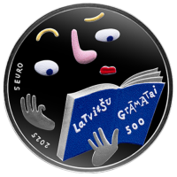Letonia 5 euros de plata proof 2025 - Libro letón – 500