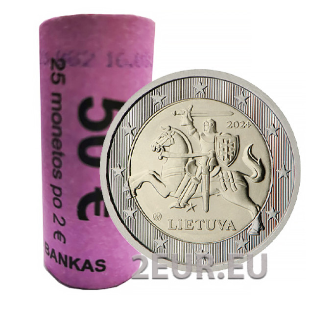 Lituania 2 euros UNC rollo 2024 - Escudo de armas de la República de Lituania Vytis por 60.00 € ✅