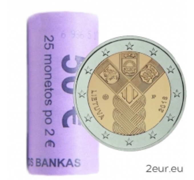 Lituania 2 euros UNC rollo 2018 - Centenario de la Independencia de los Estados Bálticos por 95.00 € ✅