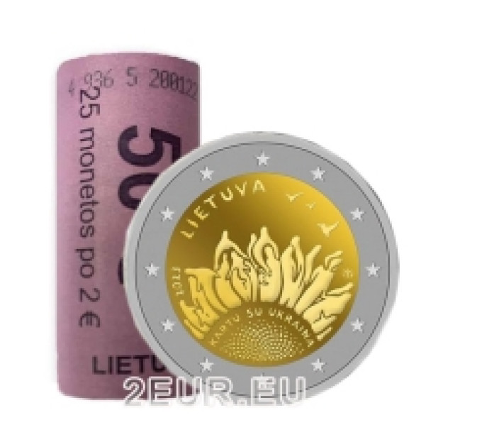 Lituania 2 euros UNC rollo 2023 - Junto con Ucrania por 65.00 € ✅
