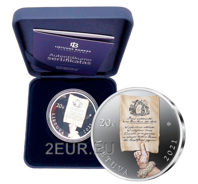 Lithuania 20 euro silver proof 2021 - 230th Anniversary of the Constitution of 3 May and Mutual Pledge of the Commonwealth of the Two Nations for 155.00 € ✅