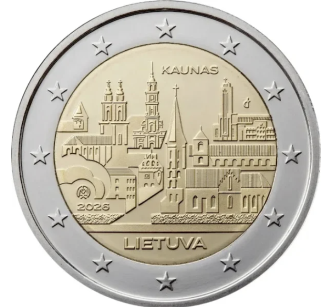 Lituania 2 euros UNC rollo 2026 - KAUNAS por 59.00 € ✅