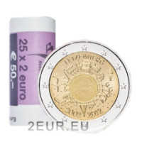 Luxembourg 2 euro UNC roll 2012 - 10 Years of Euro Luxembourg 2 euro UNC roll 2012 - 10 Years of Euro